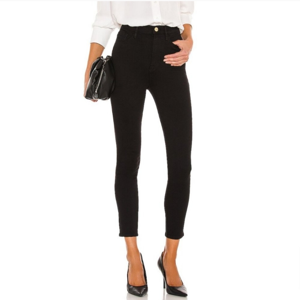 Frame Ali High Rise Skinny Jeans In Noir Black Wash